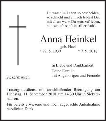 Anzeige von Anna Heinkel von MGO