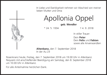 Anzeige von Apollonia Oppel von MGO