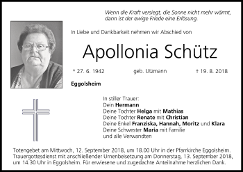 Anzeige von Apollonia Schütz von MGO