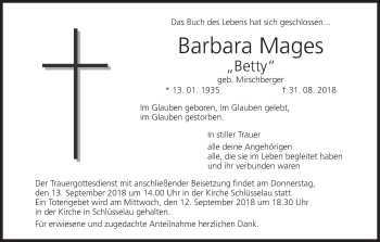 Anzeige von Barbara Mages von MGO