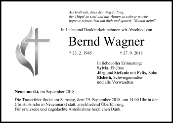 Anzeige von Bernd Wagner von MGO