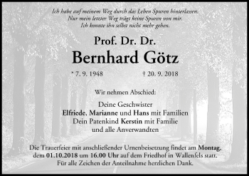 Anzeige von Bernhard Götz von MGO
