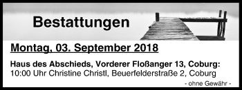Anzeige von Bestattungen vom 03.09.2018 von MGO