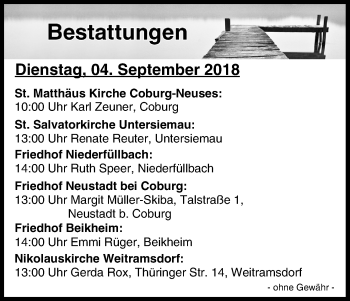Anzeige von Bestattungen vom 04.09.2018 von MGO