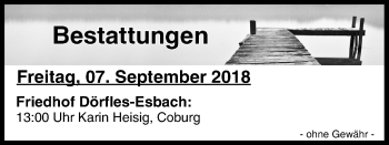 Anzeige von Bestattungen vom 07.09.2018 von MGO