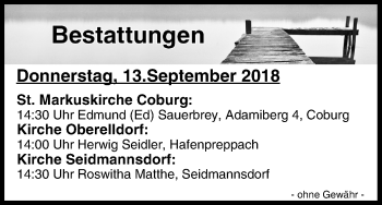 Anzeige von Bestattungen vom 13.09.2018 von MGO