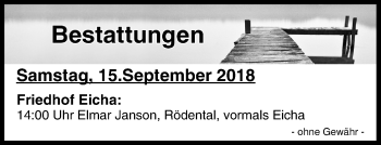 Anzeige von Bestattungen vom 15.09.2018 von MGO