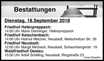 Anzeige von Bestattungen vom 18.09.2018 von MGO