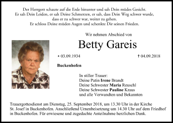Anzeige von Betty Gareis von MGO