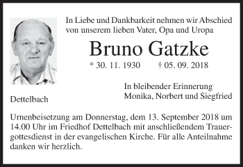 Anzeige von Bruno Gatzke von MGO