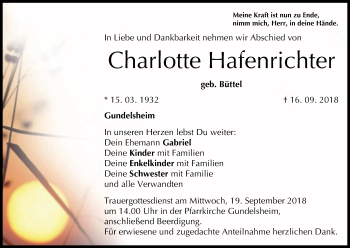 Anzeige von Charlotte Hafenrichter von MGO