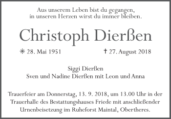 Anzeige von Christoph Dierßen von MGO