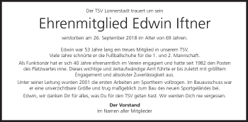 Anzeige von Edwin Iftner von MGO