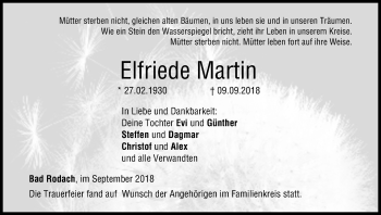 Anzeige von Elfriede Martin von MGO