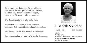Anzeige von Elisabeth Spindler von MGO