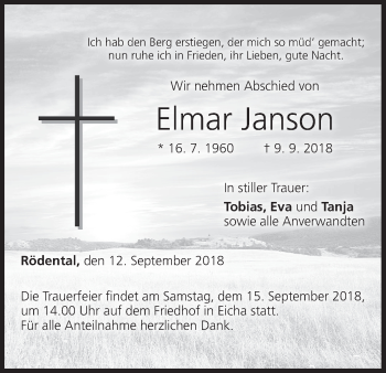 Anzeige von Elmar Janson von MGO