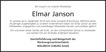 Anzeige von Elmar Janson von MGO