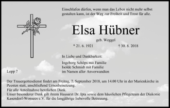Anzeige von Elsa Hübner von MGO