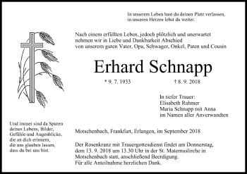 Anzeige von Erhard Schnapp von MGO