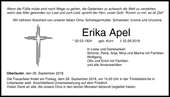 Anzeige von Erika Apel von MGO