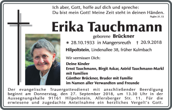 Anzeige von Erika Tauchmann von MGO