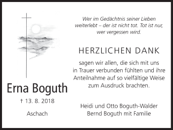 Anzeige von Erna Boguth von MGO