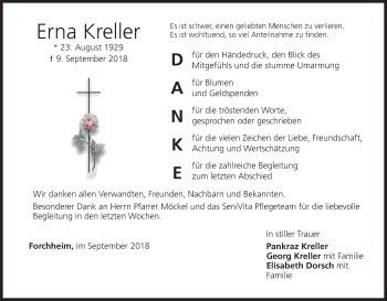 Anzeige von Erna Kreller von MGO