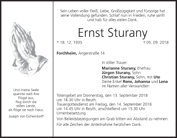 Anzeige von Ernst Sturany von MGO