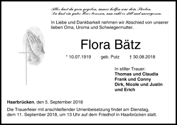 Anzeige von Flora Bätz von MGO