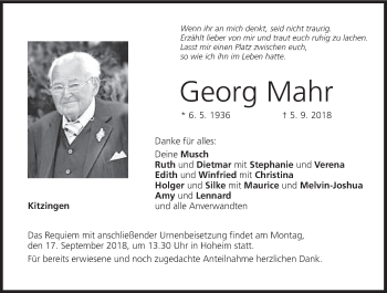 Anzeige von Georg Mahr von MGO