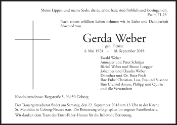 Anzeige von Gerda Weber von MGO