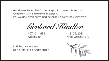 Anzeige von Gerhard Kindler von MGO