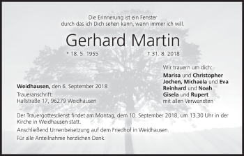 Anzeige von Gerhard Martin von MGO