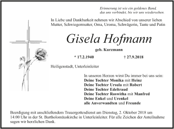 Anzeige von Gisela Hofmann von MGO