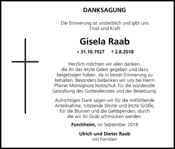 Anzeige von Gisela Raab von MGO
