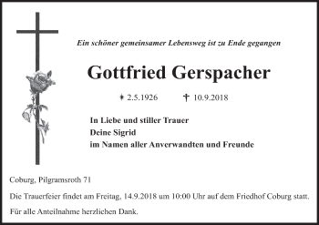 Anzeige von Gottfried Gerspacher von MGO