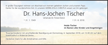 Anzeige von Hans-Jochen Tischer von MGO