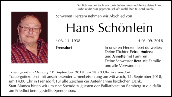 Anzeige von Hans Schönlein von MGO