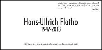 Anzeige von Hans-Ullrich Flotho von MGO