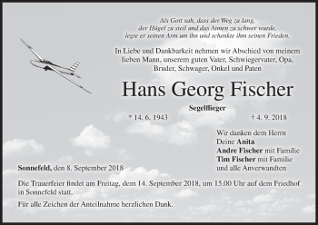 Anzeige von Hans Georg Fischer von MGO