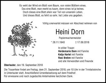 Anzeige von Heini Dorn von MGO