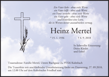 Anzeige von Heinz Mertel von MGO