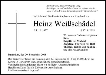 Anzeige von Heinz Weißschädel von MGO