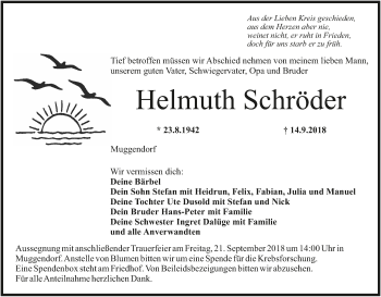 Anzeige von Helmuth Schröder von MGO