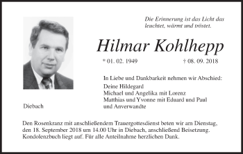 Anzeige von Hilmar Kohlhepp von MGO