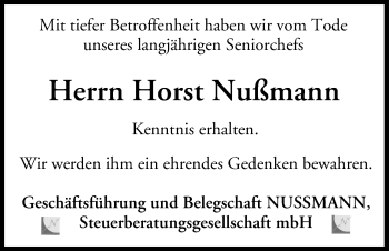 Anzeige von Horst Nußmann von MGO