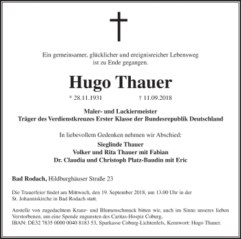 Anzeige von Hugo Thauer von MGO