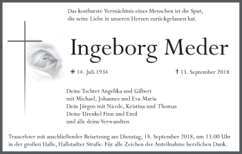 Anzeige von Ingeborg Meder von MGO