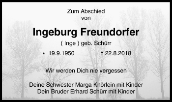 Anzeige von Ingeburg Freundorfer von MGO