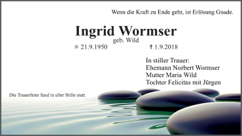 Anzeige von Ingrid Wormser von MGO